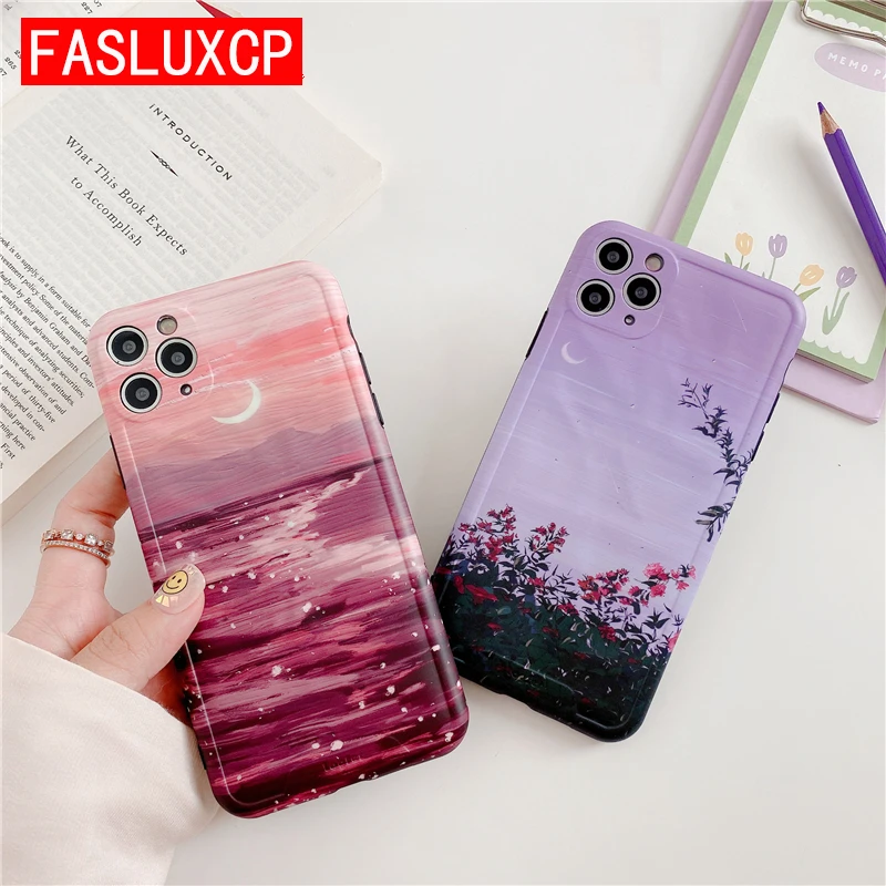 Purple Starry Sky Moon Camera Protection Soft IMD Phone Case for iPhone 8 Plus 7 SE 2 11 Pro Max X XR XS Max Fashion Back Cover Purple Starry Sky Moon Camera Protection Soft IMD Phone Case for iPhone 8 Plus 7 SE 2 11 Pro Max X XR XS Max Fashion Back Cover