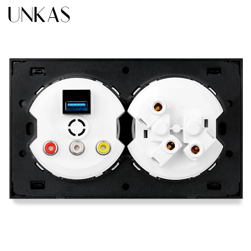 UNKAS USB 3 0 разъем для видеоразъема L/R каналы 16 А настенная розетка европейского