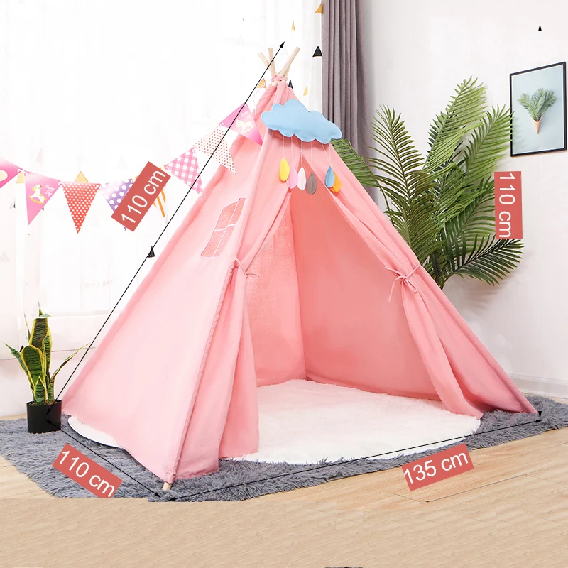 Large Canvas Children Indian Tent Teepee Kids Wigwam Indoor Outdoor Play House 