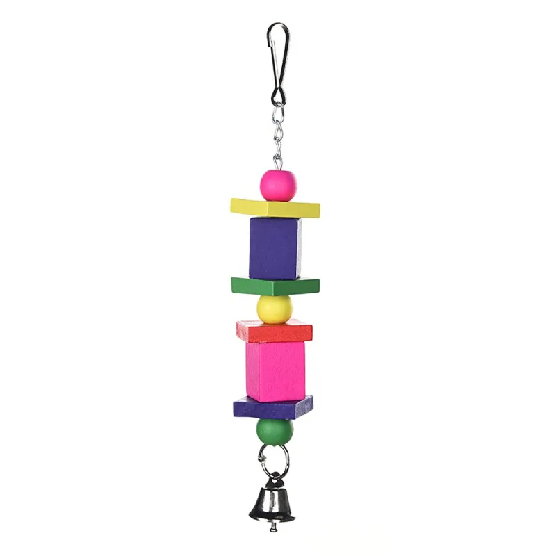 Random color Игрушка для попугая, деревянная игрушка для взбивания, подвесная игрушка для попугая, красочная квадратная клетка для птиц, аксессуары для птиц 1 - Цвет: Random color