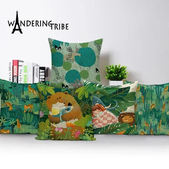 

Jungle Cushion Cases Tiger Home Decorative Pillow Cover Print Cushions Covers Animal Sofa Car Pillows Case Linen Cushion Cover