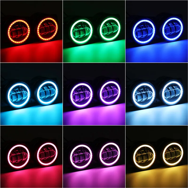 100 Вт RGB 7 дюймов светодиодный фары+ 4 дюйма светодиодный Противотуманные фары с RGB Halo Кольцо DRL Для Jeep для Wrangler JK 2007