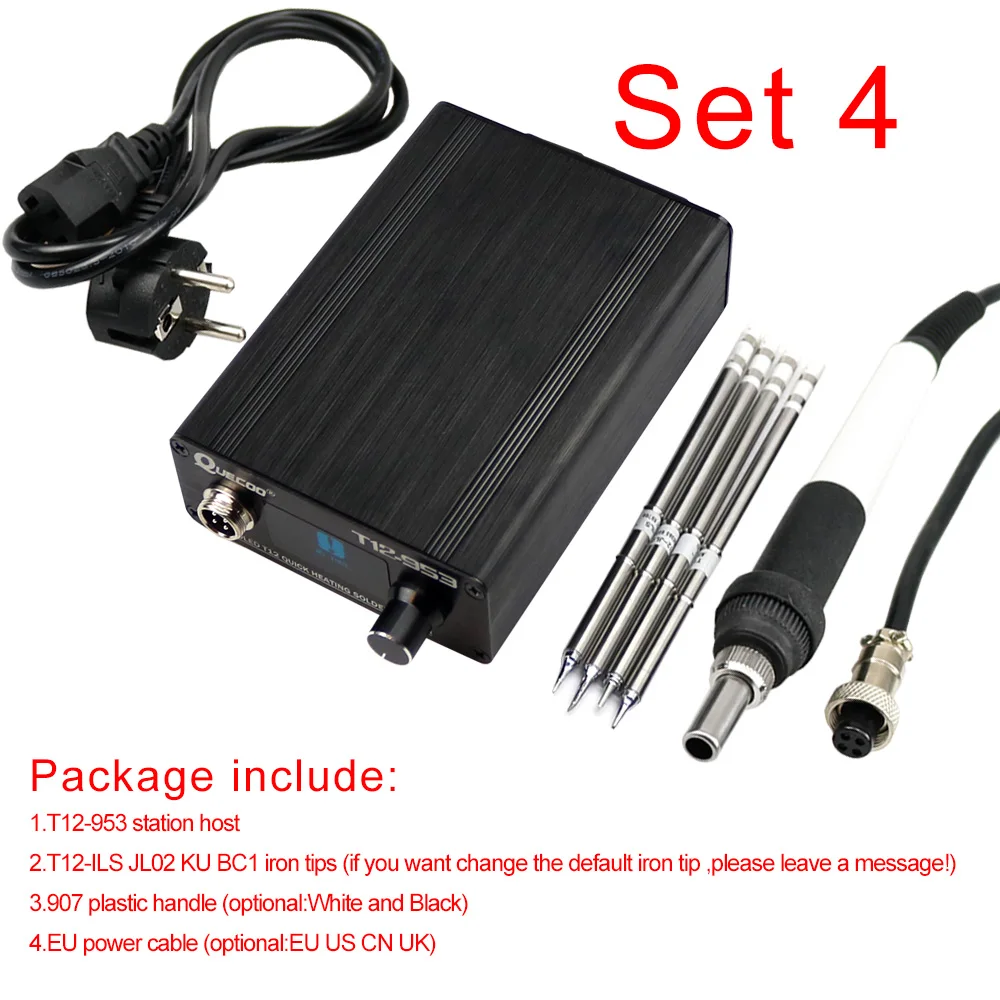 SET4 STM32 OLED/1,3 дюймов T12-953 цифровая паяльная станция электронный паяльник с 907 пластиковой ручкой T12 наконечники паяльника - Цвет: SET4