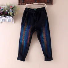 Большие размеры, мешковатые джинсы, корейские женские цветные штаны Wenqi с вышивкой, джинсовые брюки для девочек, уличная одежда, новинка