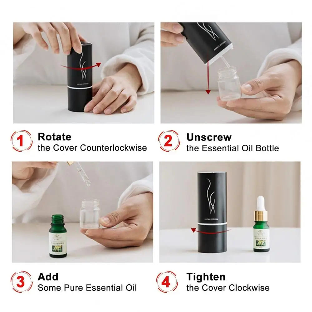 Giahol Mini Essential Oil Car Diffuser Waterless Aromatherapy Air Freshener Small Room Air Cleaner Aroma Perfume Air Purifier