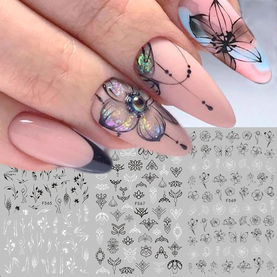 1pc 3d ネイルステッカー白花の粘着箔デカール手紙蝶デザインスライダーネイルアートデコレーションのヒント Laf555 573 Stickers Decals Aliexpress