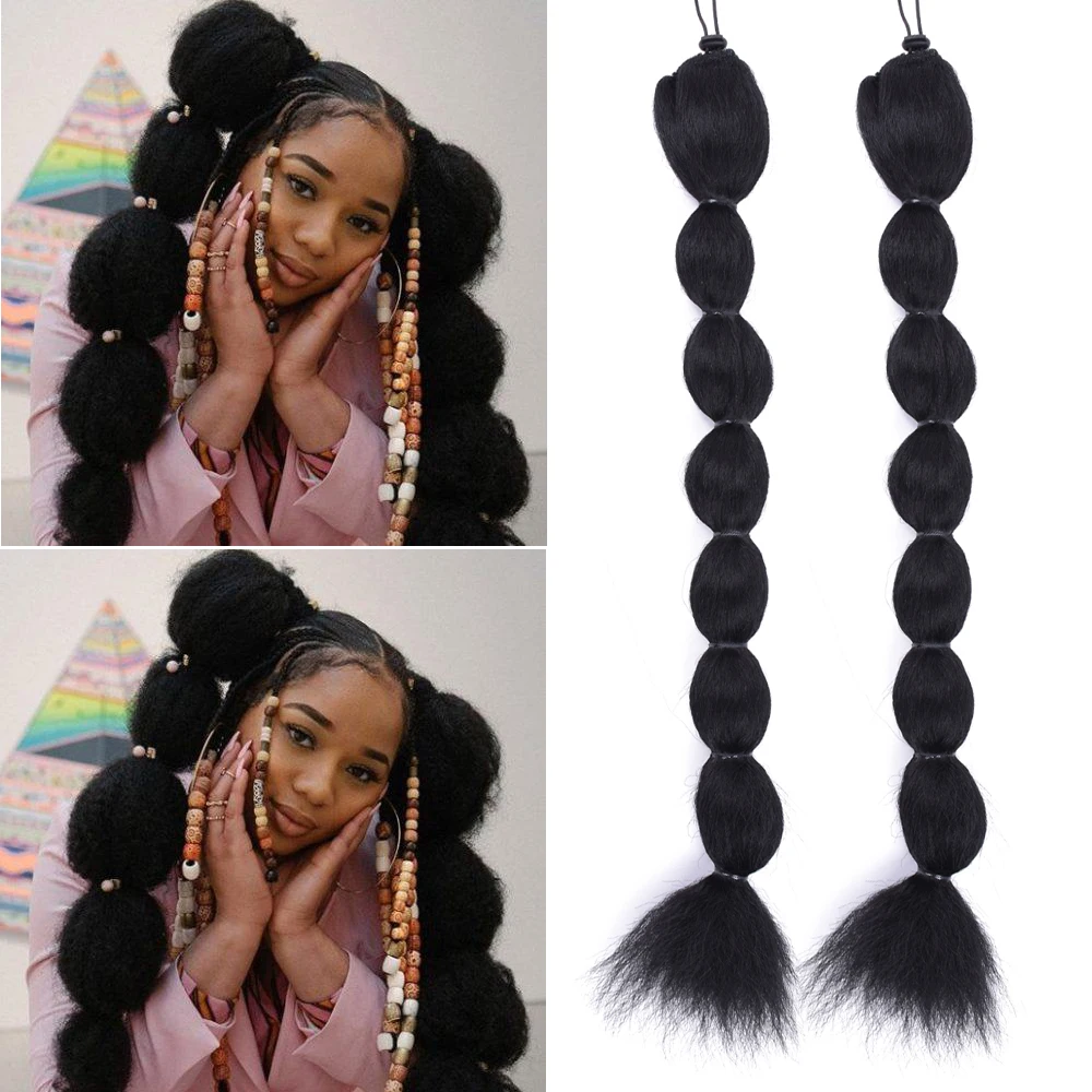 

Long Drawstring Ponytail Kinky Straight Bubble Wig Synthetic Pony tail Hairpieces Clip in Hair Extension