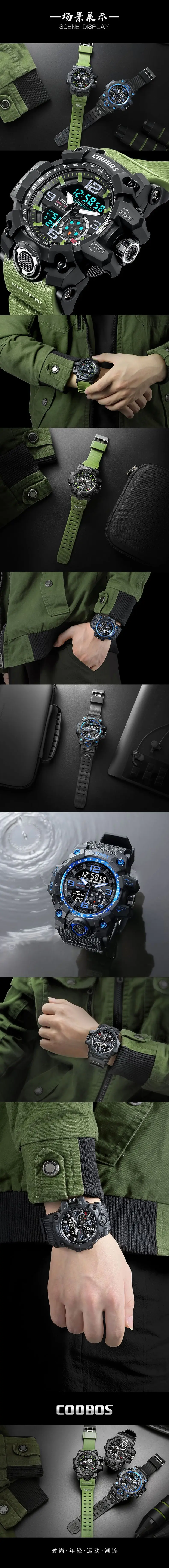 COOLBOSS модные уличные спортивные часы мужские многофункциональные часы будильник Chrono 5Bar водонепроницаемые цифровые часы мужские часы для плавания