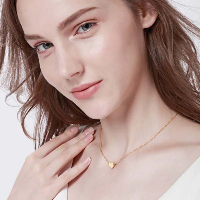 LUXUKISSKIDS Heart Pendants Necklaces Stainless Steel Choker Link Chain Gold Women/Men Necklace set hot Jewelry collares collier