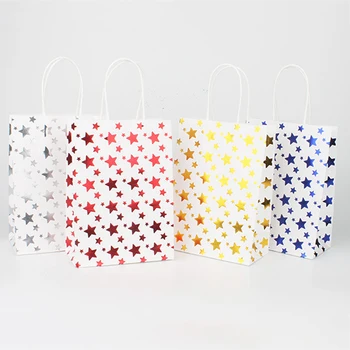 

10PCS Food Paper Bag Bread Bag Favor Bag Gift Bag Multipurpose Decorative Gilding Star Gift Tote Bag Paper Gift Bag