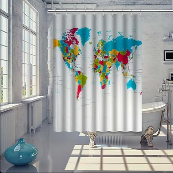 

Shower Curtains World Map Shower Curtain 180cmx180cm Waterproof Mildew-proof Polyester Curtains LBShipping