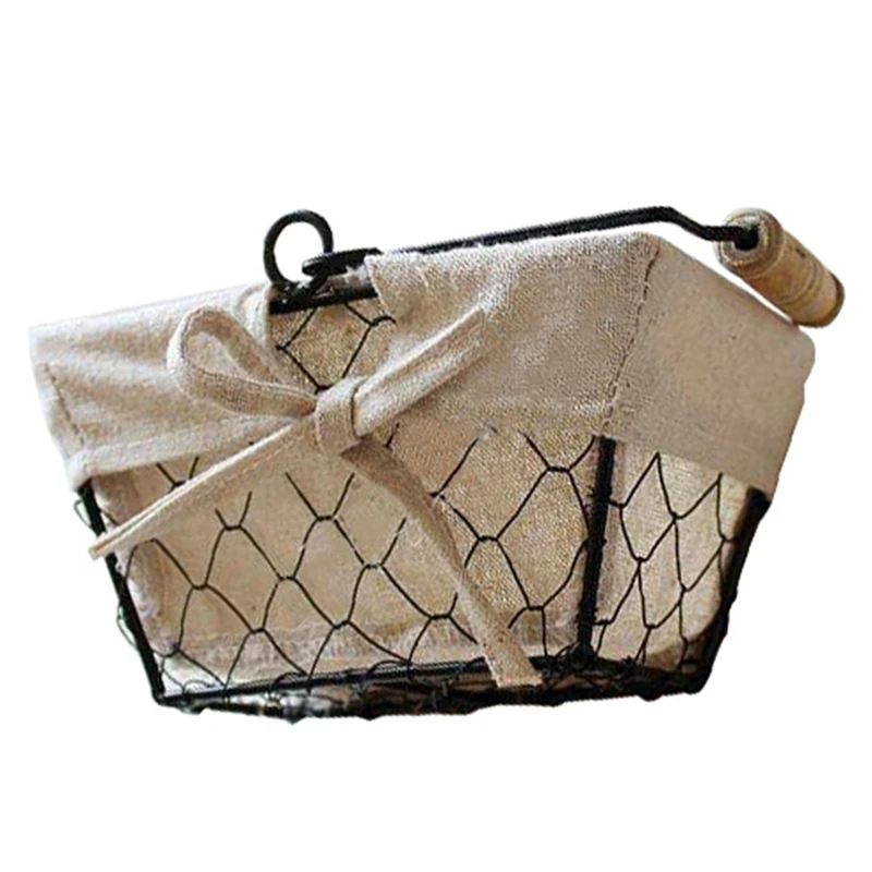 Iron Art Storage Basket Snacks Candy Fruit Picnic Basket Toy Organizer Metal Box Shopping Basket