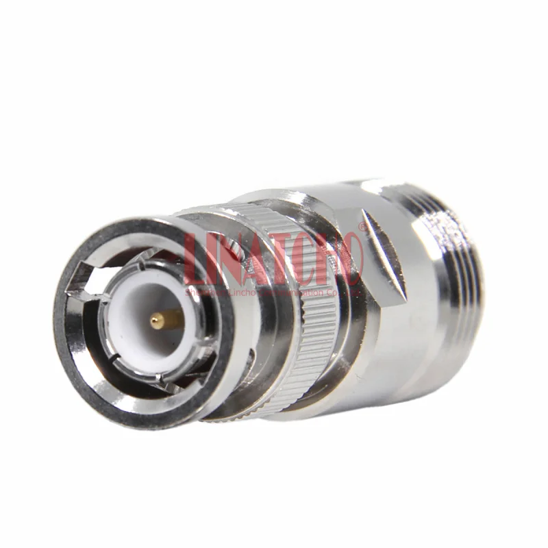 RF Coaxial 50 Ohm Brass Nickel Plating Straight Connector BNC Male to N Female Adapter 92833 3 8 female to 3 8 male npt check valve nickel plated brass