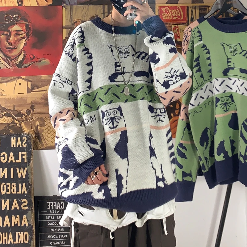 white Зима, мужской утепленный шерстяной пуловер с рисунком, круглый вырез, вязаный Повседневный кашемировый свитер, свободный, 3 цвета, пальто, размер M-2XL - Цвет: white