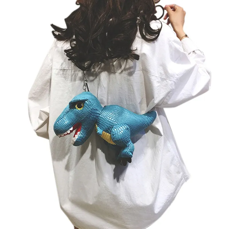 Сумка женская сумка забавная маленькая сумка с динозавром мультяшная милая маленькая нагрудная сумка модная плечевая Корейская сумка версия - Цвет: Синий