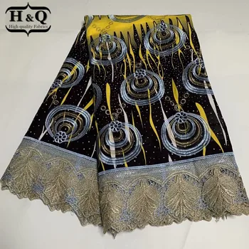

H&Q fashion 6 yards/pcs nigerian guipure lace batik fabric water soluble embroidery african wax 100% cotton fabrics for sewing