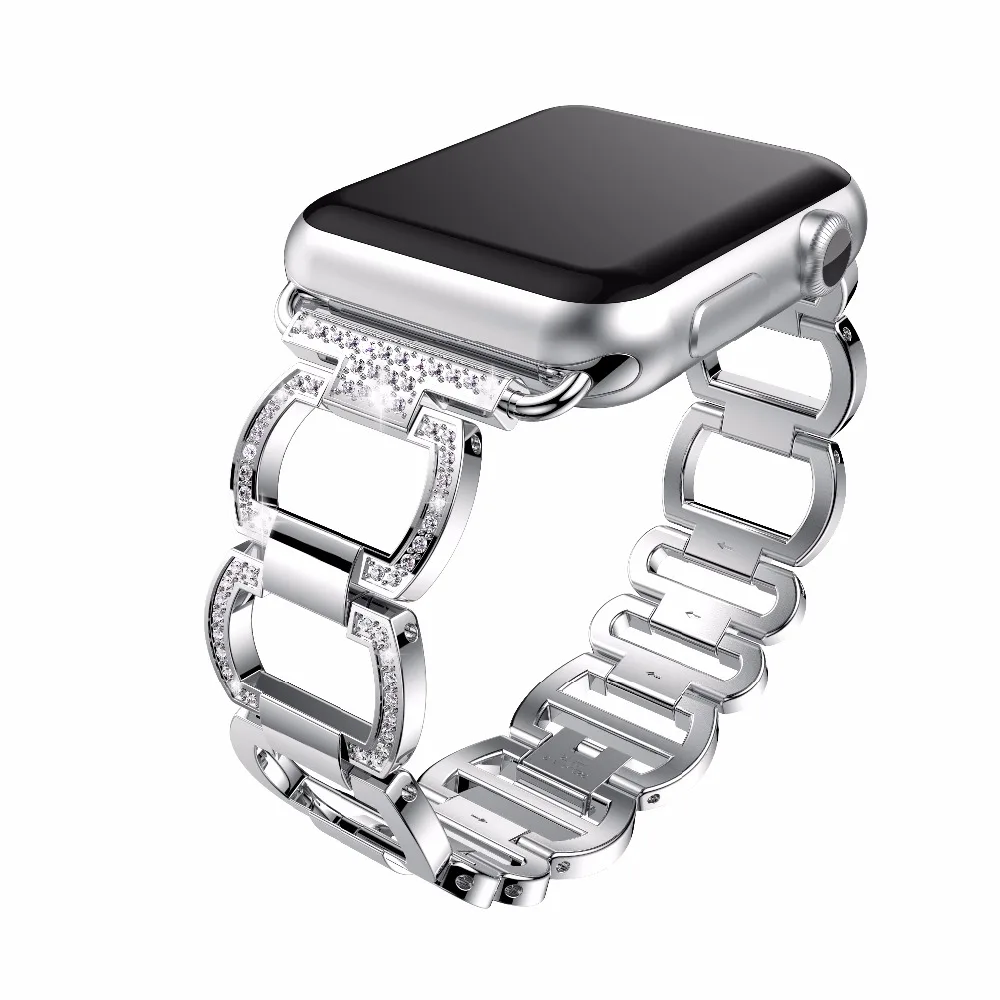 Женский браслет с бриллиантами для Apple Watch 38 мм 42 40/44 металлический из нержавеющей