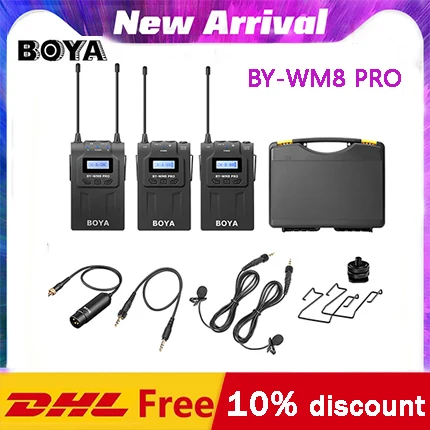 Boya BY-WM8 pro k1 k2 BY-WM4 pro uhf dupla microfone sem fio entrevista mic para iphone para pc dslr câmera de vídeo