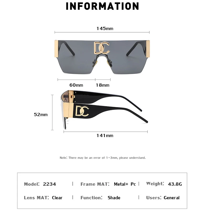 Rimless One Piece Square Sunglasses Women Frameless Flat Top Sun Glasses Men Luxury Brand Designer Silver Mirror Shades Eyewear