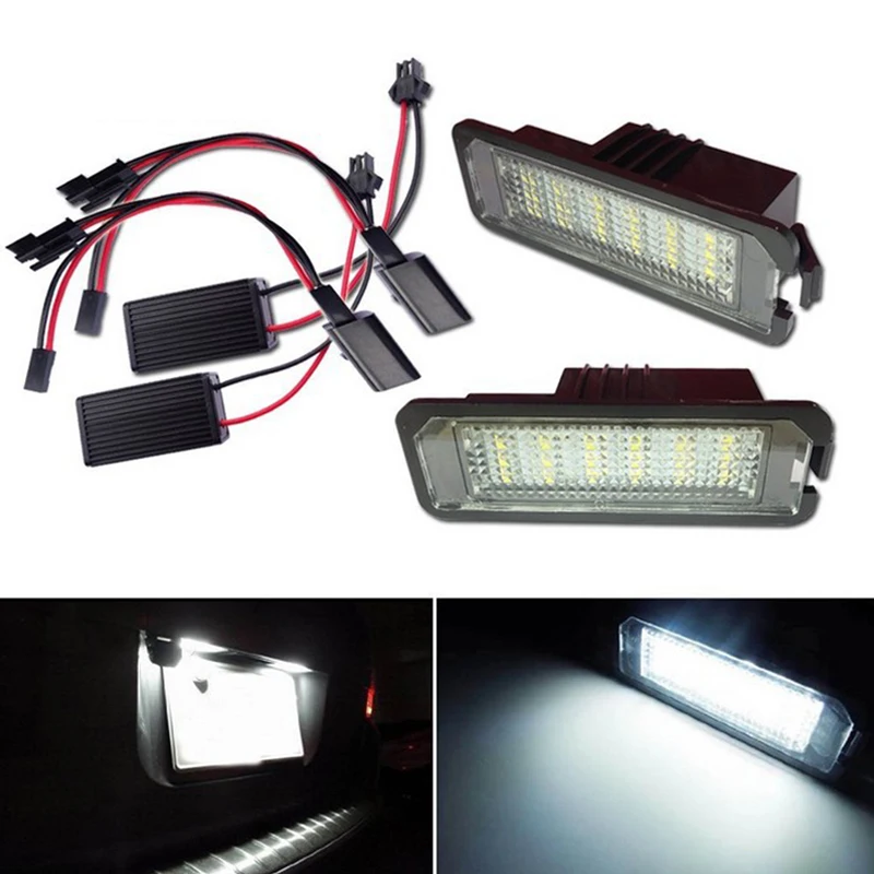 

2Pcs 12V 18xLED Number License Plate Light Lamps For VW GOLF 4 5 6 7 6R Passat B6 Lupo Scirocco Polo Car License Plate Lights