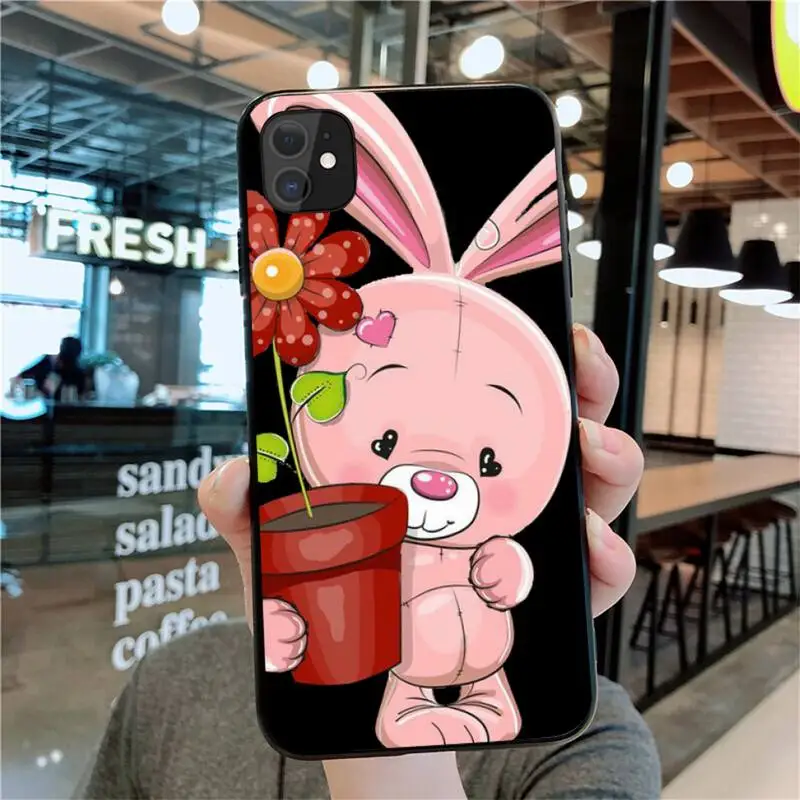 Tatty Тедди ТПУ Черный чехол для телефона Корпус iPhone 11 pro XS MAX 8 7 6 6S Plus X 5S SE 2020 XR
