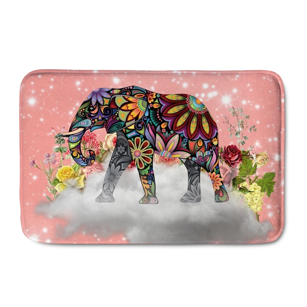 Upetstory Mandala Elephant Printed Bathroom Door Mat Floor Entry Funny Welcome Mats for Front Door Flannel tapis de bain felpudo - Цвет: YY1794CN