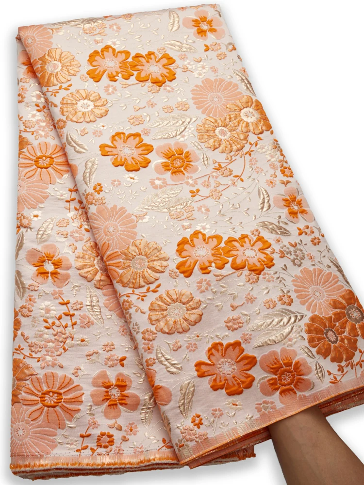 

African Gilding Lace Fabric High Quality 2022 Brocade Lace Fabric Soft Embroidery Jacquard Dress Textile For Party Dress A2739