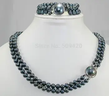 

Free shipping Genuine Pearls Mother of Pearl Clasp Necklaces (17") Bracelets (7.5") Sets