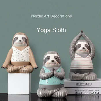

YOGA SLOTH STATUE HOME DECOR CHINDREN ROOM ORNAMENT LOVELY ANIMAL SCULPTURE NORDIC STYLE DECORATION