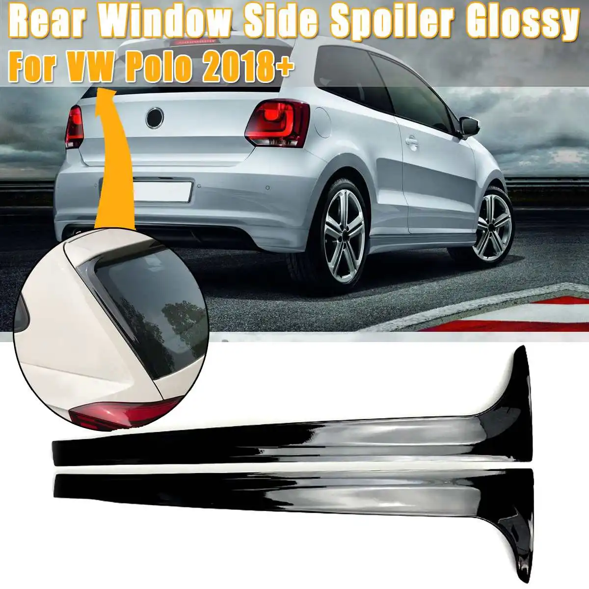 2PCS Rear Window Side Spoilers Glossy Canard Canards Splitter For VW for Polo MK5 2011-/MK6+ Car Styling Accessori
