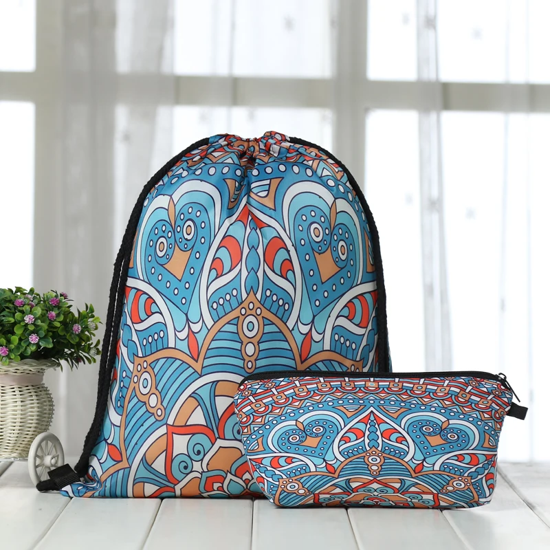 Костюм drawstring рюкзак сумка с кулиской модный принт мужские повседневные сумки унисекс Женские сумки через плечо 3D сумка с карманами многоцветная