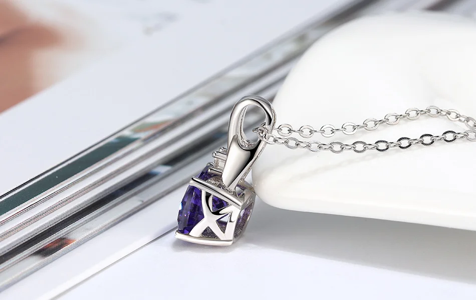 ORSA JEWELS Настоящее 925 фиолетовое скользящее овальное ожерелье с кулоном высшего класса циркониевое Стерлинговое Серебро ожерелья вечерние изысканные ювелирные изделия SN203
