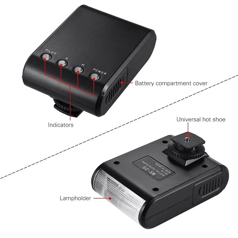 Yiwa WS-25 портативный мини цифровой Slave Flash Speedlite вспышка с универсальным горячий башмак для Canon Nikon Pentax sony