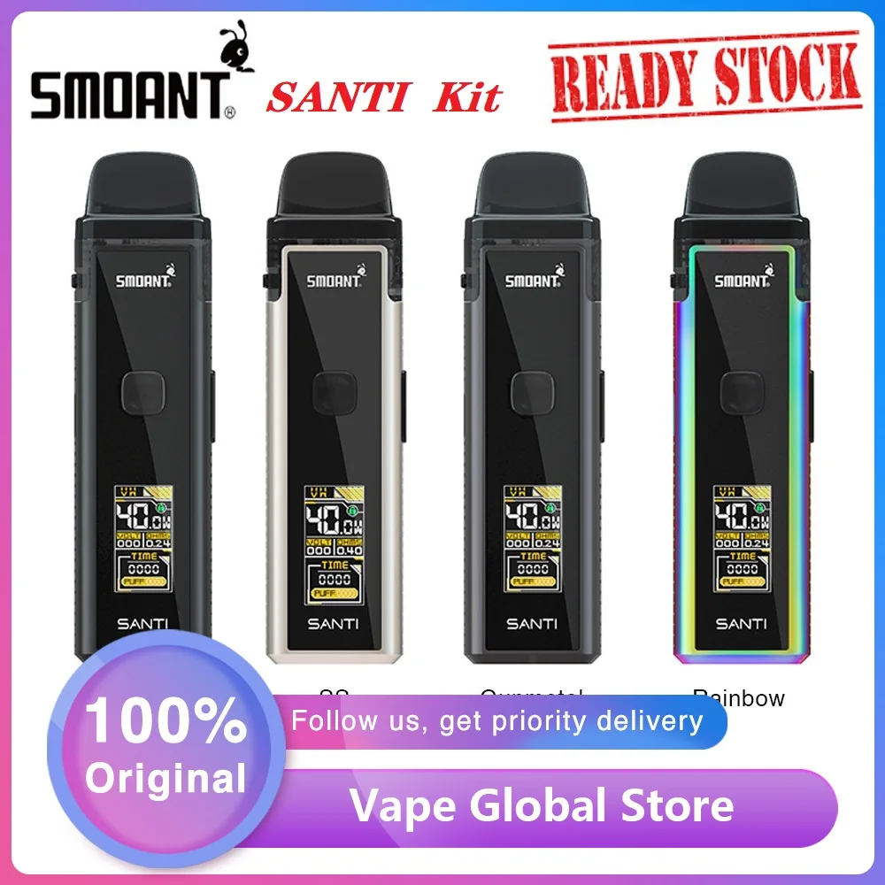 Набор для вейпа Smoant SANTI Pod 1100 мАч 3 5 мл с цветным экраном 0 96 дюйма|Системы