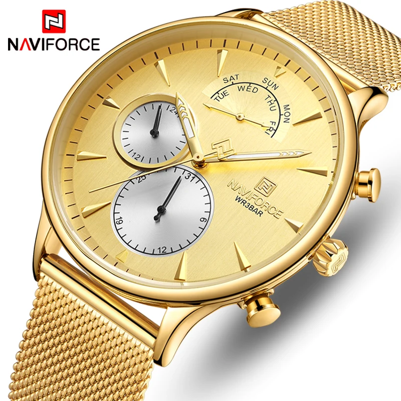 Мужские спортивные кварцевые часы NAVIFORCE роскошные брендовые водонепроницаемые