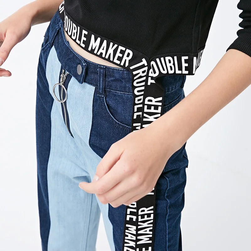 Vero Moda Новые поступления уличный стиль женские сплайсированные Высокая талия укороченные джинсы | 318449530