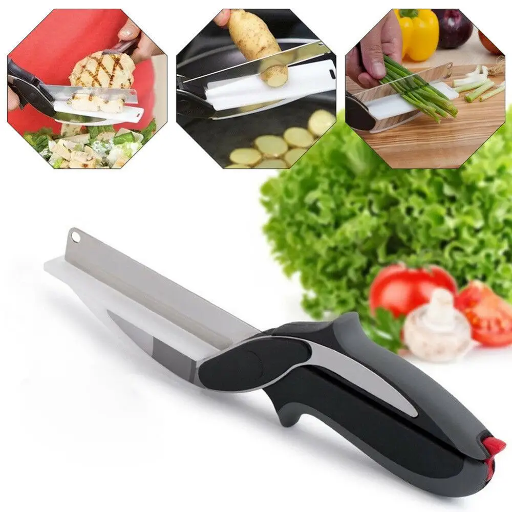 

Kitchen Gadgets Cutting Board Scissors Stainless Steel Chopper with Safety Latch Cutting, Chopping, Slicing Tool for Veggies