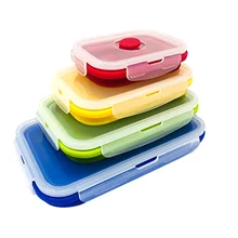 4 шт силиконовая складная коробка Bento складная переносная коробка для ланча для обеденное контейнер, миска