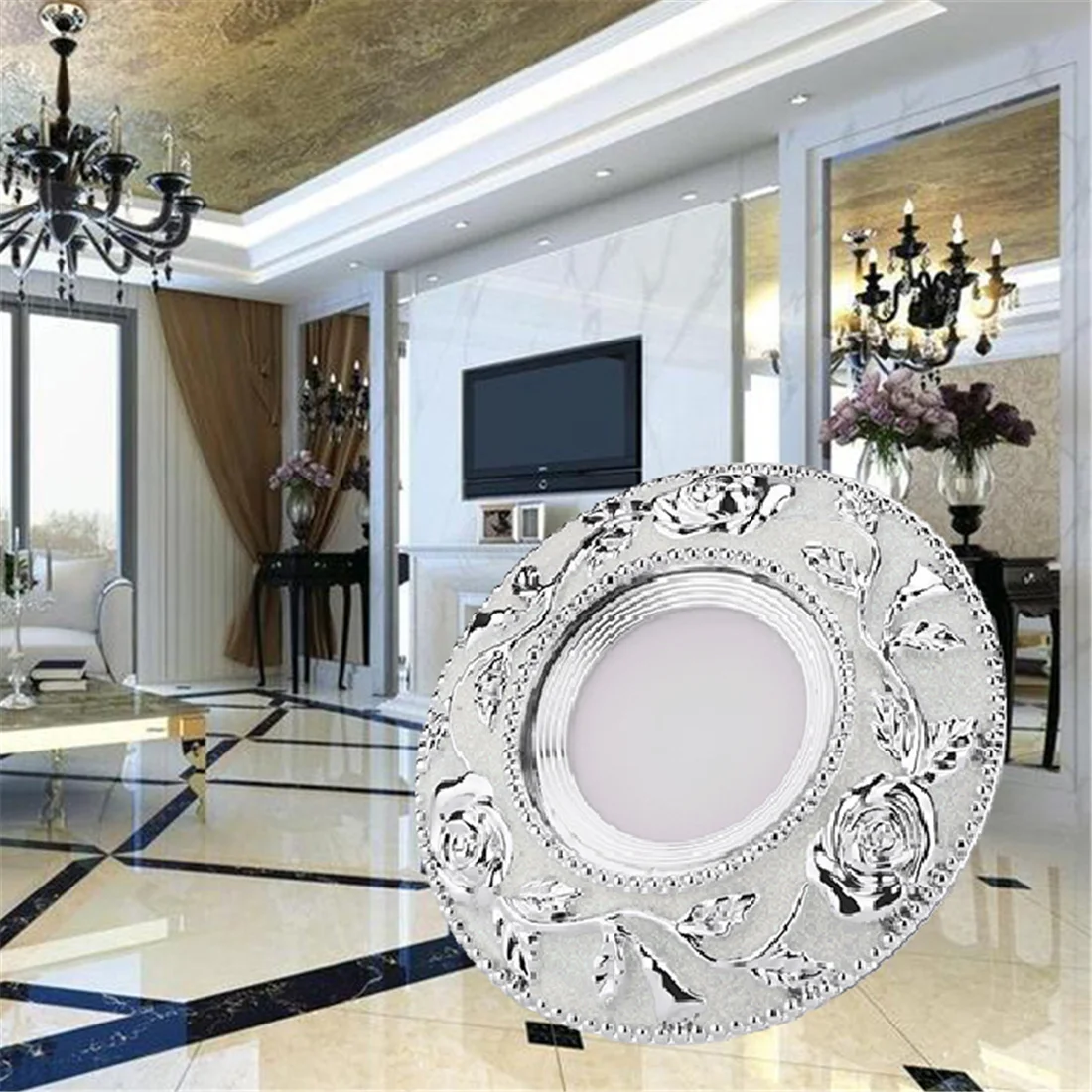 European Round Silver Garland Led Downlights 3W 5W 7W Cob Adjustable Angle Living Room Indoor Home Deco 110V 220V Recessed Lamp