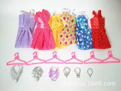 18 шт.: Короткая юбка для куклы, 6 шт., вешалка, ожерелье 30 см, Сменные аксессуары для кукольной одежды 31 г