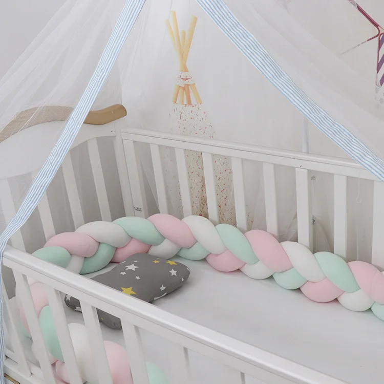 crib bumper 2 м детский бампер кровать плетеная Подушка с узлом Подушка бампер для новорожденной кровати протектор Cuna Tresse De Lit детские кроватки для комнаты - Цвет: crib bumper