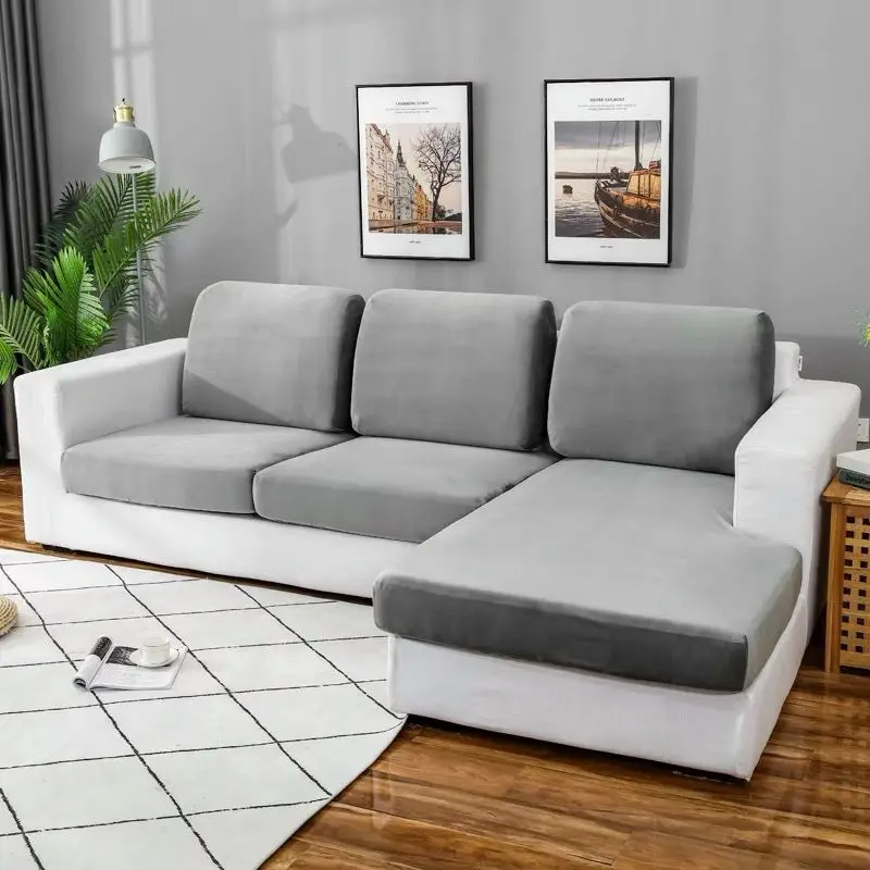 High Quality Velvet Stretch Sofa Cushion Cover for Living Room Couch Slipcover Furniture Protector Case Elastic Sofa Seat Covers 2