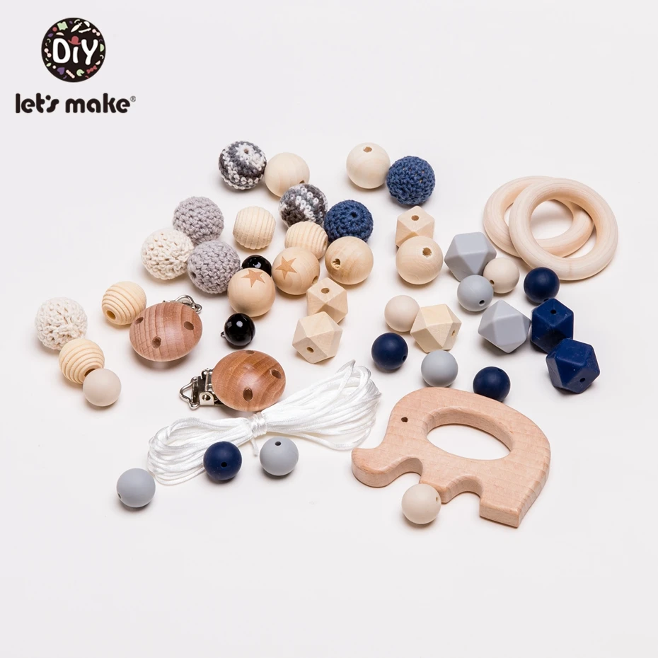 

Let's Make Baby Rattles 1set Diy Pacifier Clip Baby Teething Silicone Beads Bpa Free Suit Crochet Wooden Beads Baby Teether