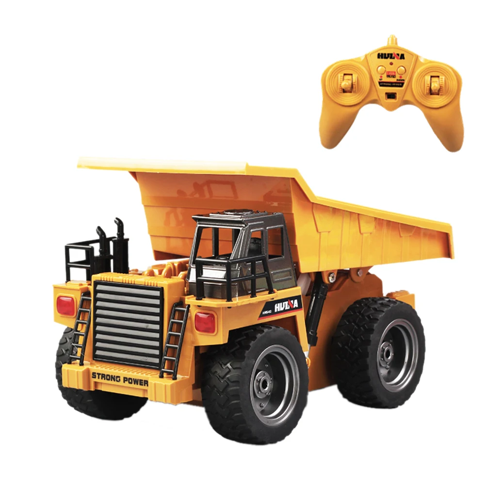 fisca RC Truck 6 Ch 2.4G Alloy Remote Control Dump Truck 4 Wheel Driver Mine Construction Vehicle Toy Machine Model with LED Light 