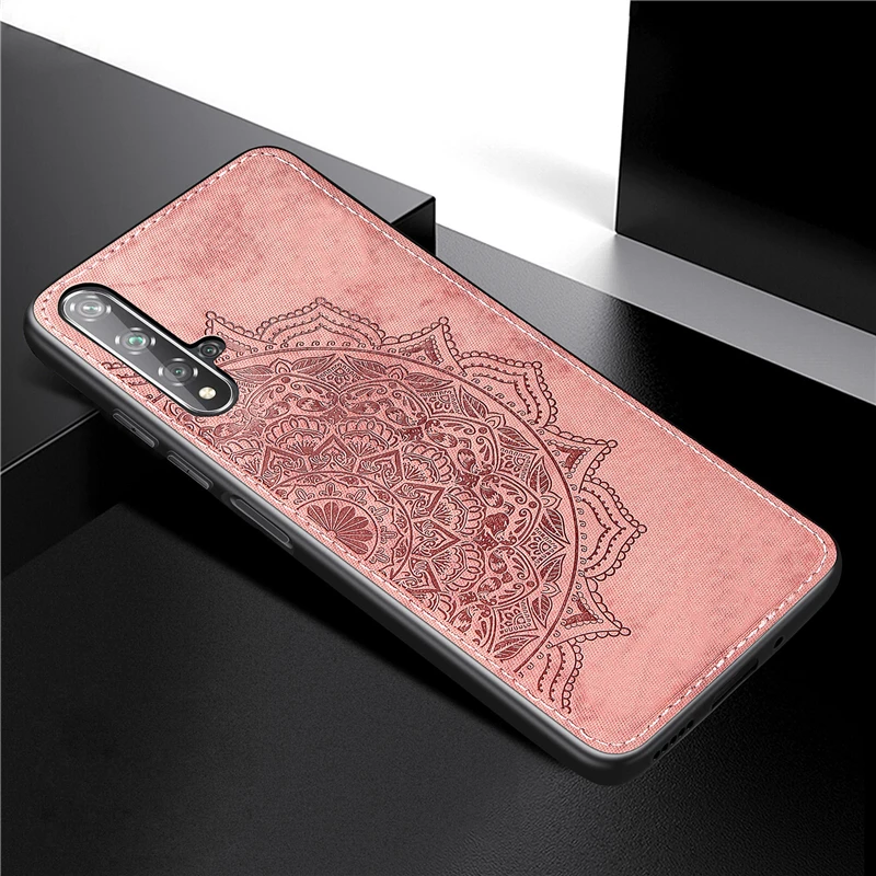 Honor 20 чехол на huawei Honor 20 чехол для huawei Honor 20 бампер окрашенный 3D тиснение матовая задняя крышка huawei Nova 5T - Цвет: Pink