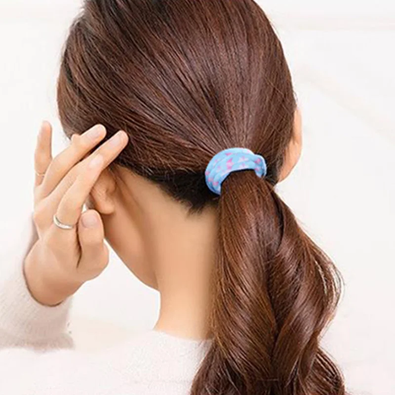 

High Quality 6PCS/Set Elasticity Print Heart Flower Cute Color Hair Holder Accessories Graceful Beautiful Exquesite Hair Rope