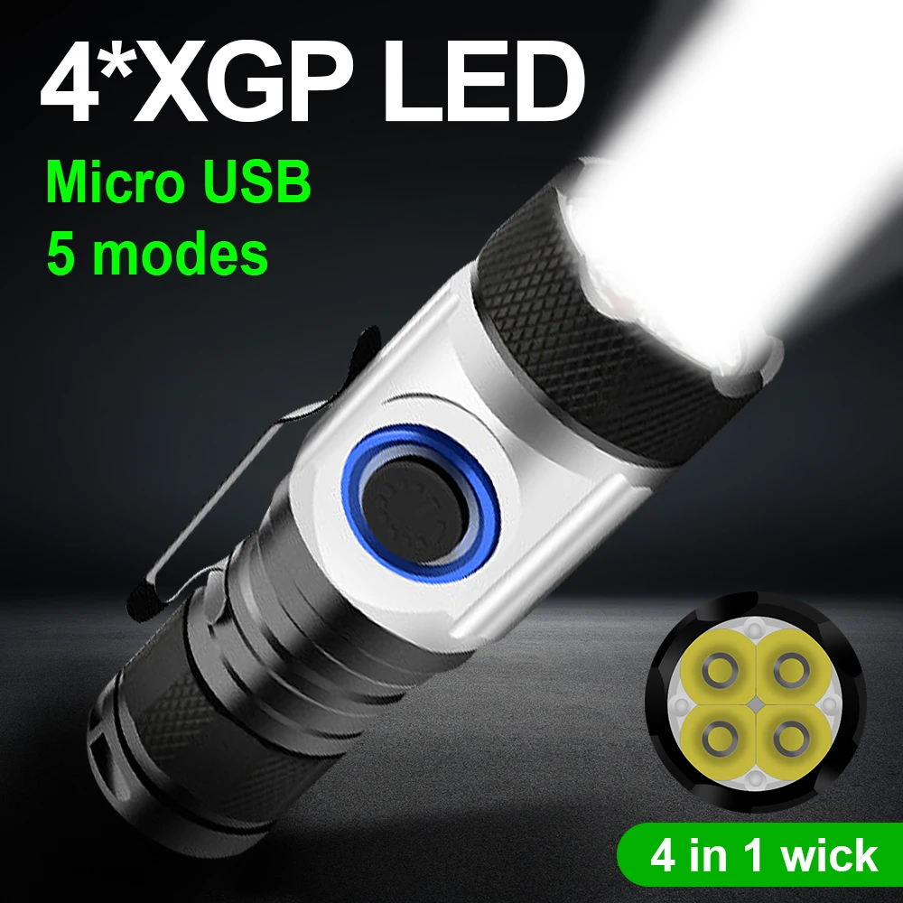 Paweinuo самый мощный светодиодный мини-фонарик фонарик USB аккумуляторный