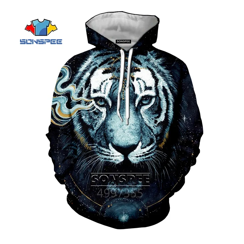 Harajuku/SONSPEE одежда с 3D принтом головы тигра для взрослых и детей постарше, толстовка с капюшоном футболка футболки и штаны мужская куртка для мальчиков и девочек в стиле хип-хоп, D61