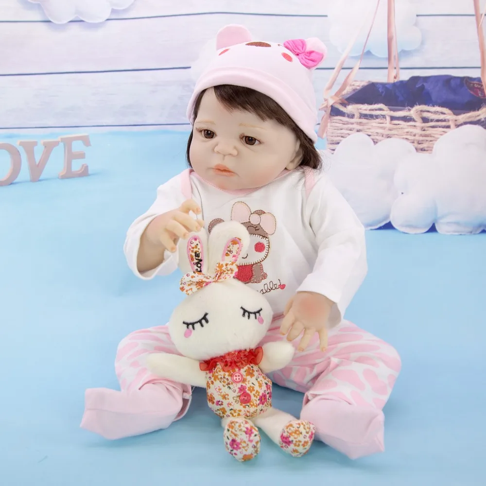 22 дюйма bebe reborn, Новое поступление, ручная работа, для девочек, полностью силиконовая, розовая, Реалистичная, для малышей, Bonecas, для девочек, для детей, кукла menina de Silicone