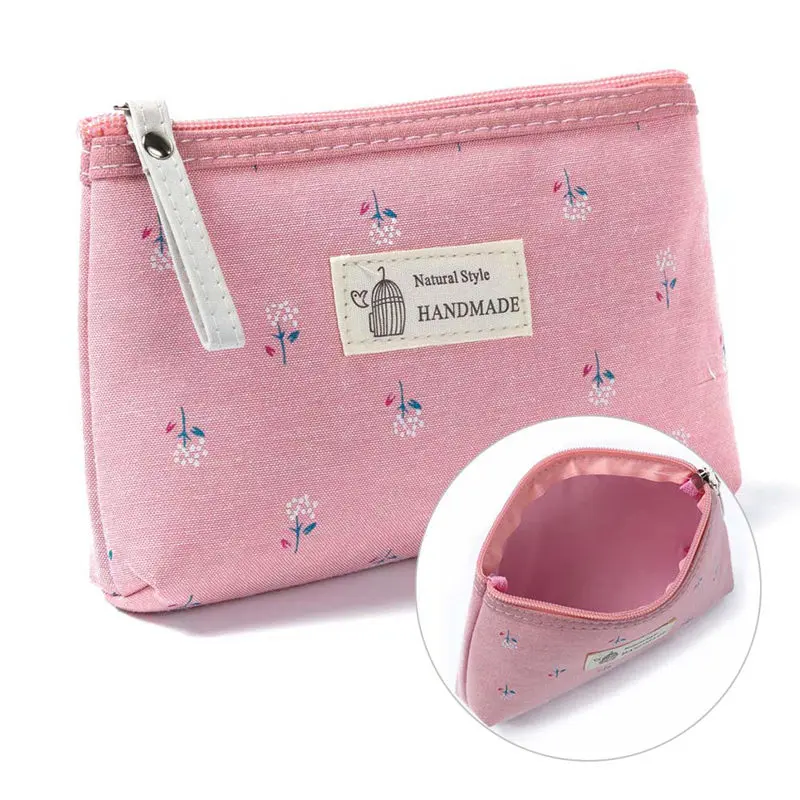 Women Make Up Bags Flower Cotton Zipper Cosmetic Cases Casual Girls Clutch Bag Lady Pouch Storage Item Organizer Waterproof